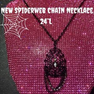 Spiderweb Necklace Glitter Chain Witch Vibes Jewelry Y2K Rave egirl emo goth alt